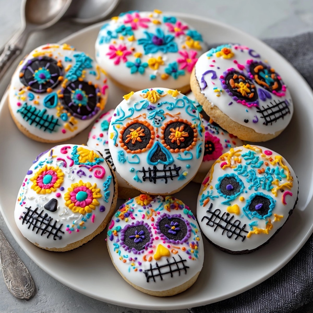 Handmade Sugar Skull Oreos, festive and sweet: a fun Día de los Muertos treat.