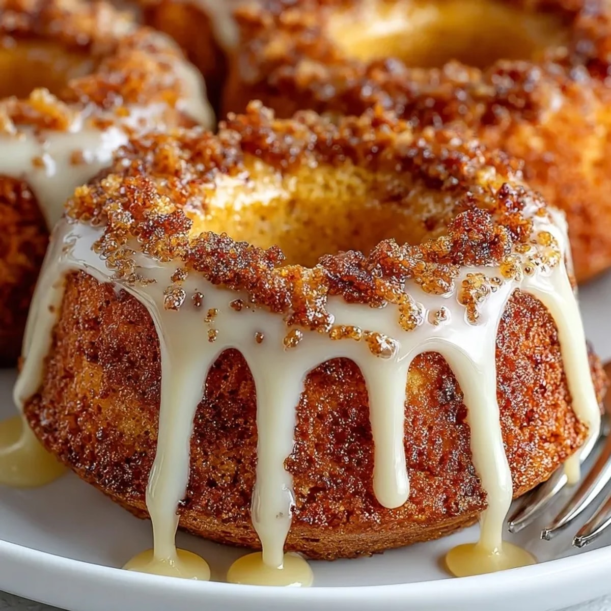 Baked mini pumpkin donuts glistening with sweet maple glaze, ready for autumnal delight.