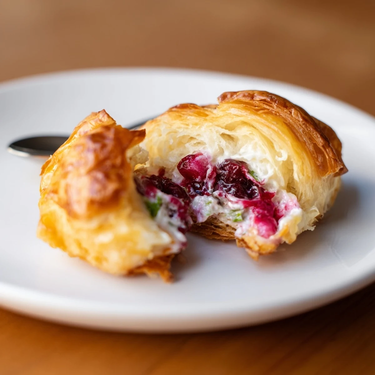 Flaky, golden Cranberry Jalapeño Dip Puff Croissants fresh out of the oven.  