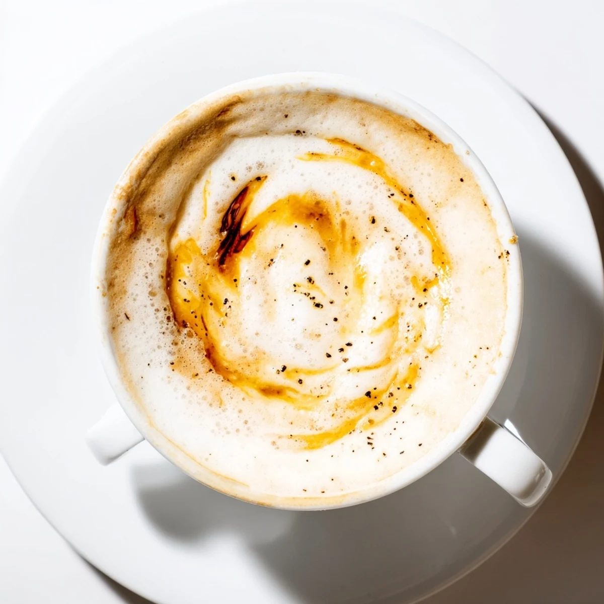 Delicious onion latte featuring sweet caramelized onions blended with strong coffee.