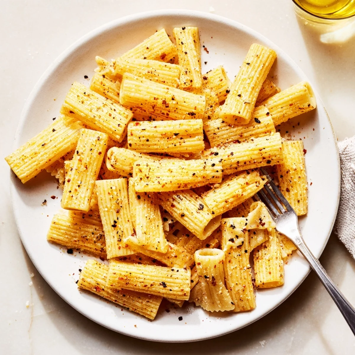 Golden brown pasta chips seasoned variety served with marinara or hummus for extra flavor.  