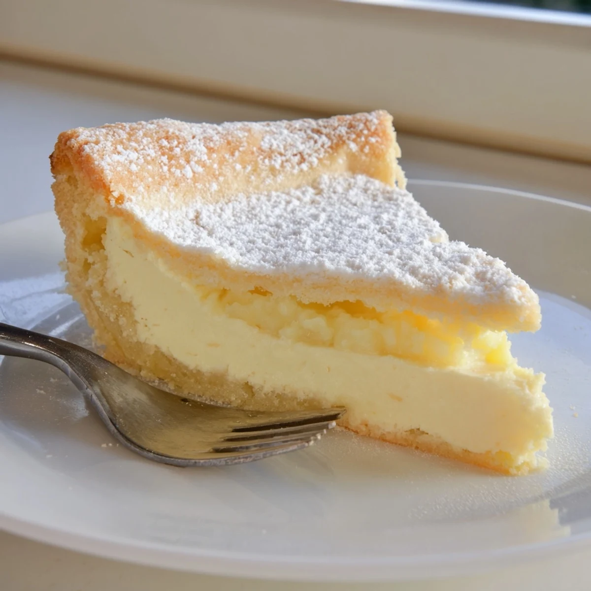 A nostalgic water pie, featuring a delicate golden browning and inviting vanilla aroma.