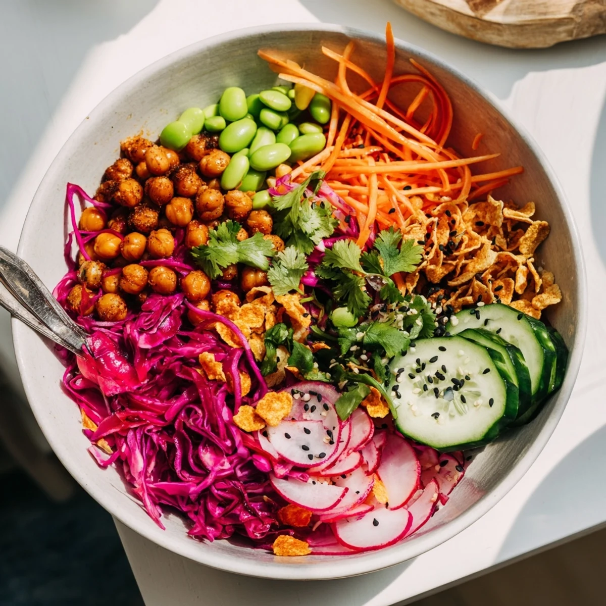 Vibrant ASMR Crunch Snack Bowls overflowing with textures and fresh flavors to enjoy.  