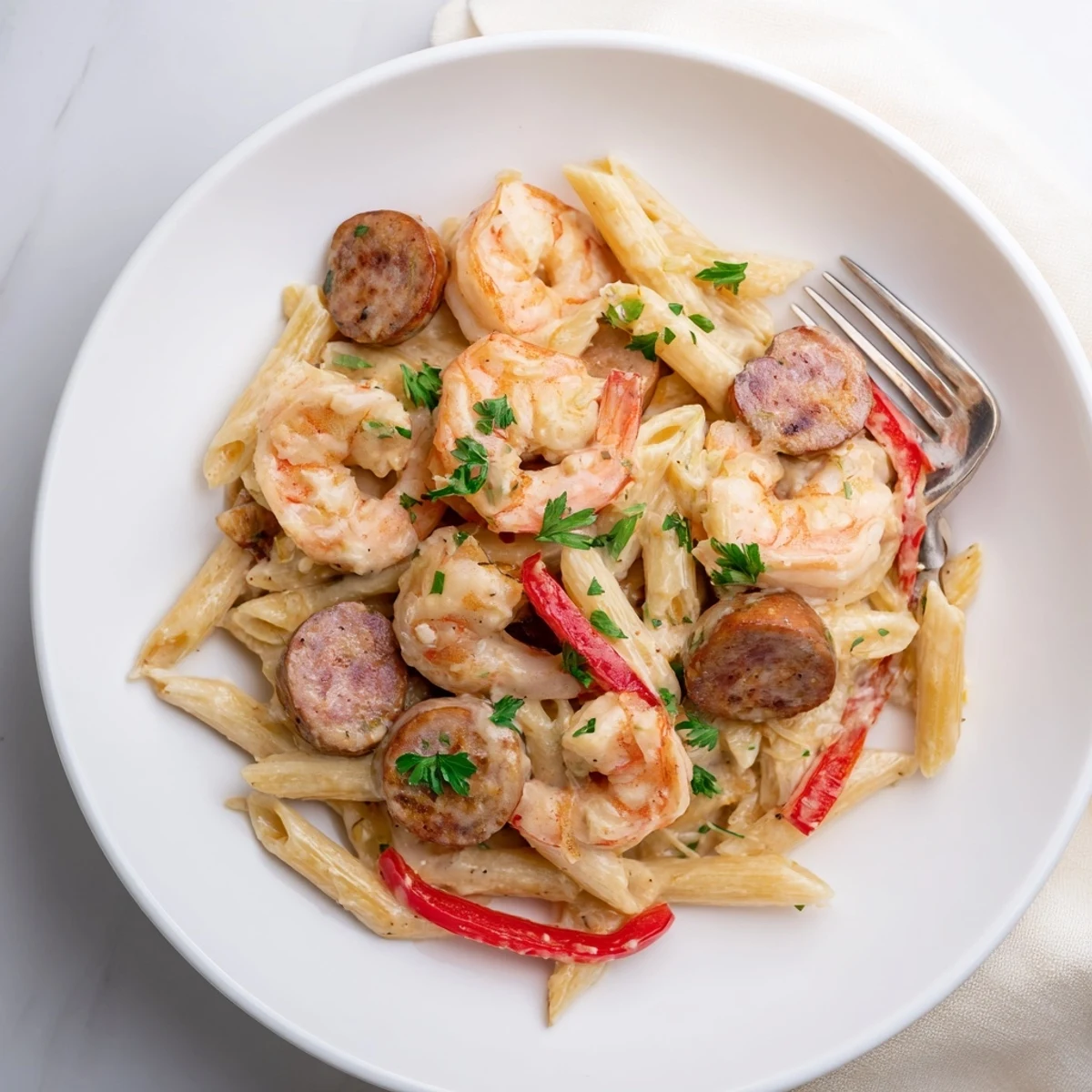 Cajun Sausage Shrimp Alfredo