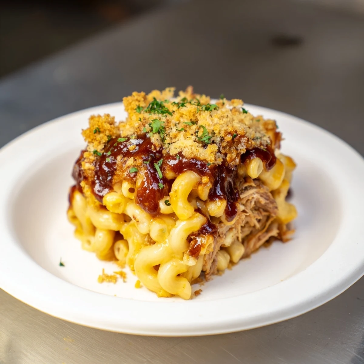 Savor the aroma of this delicious Barbecue Pulled Pork Mac & Cheese, with tender pork and melted cheese.