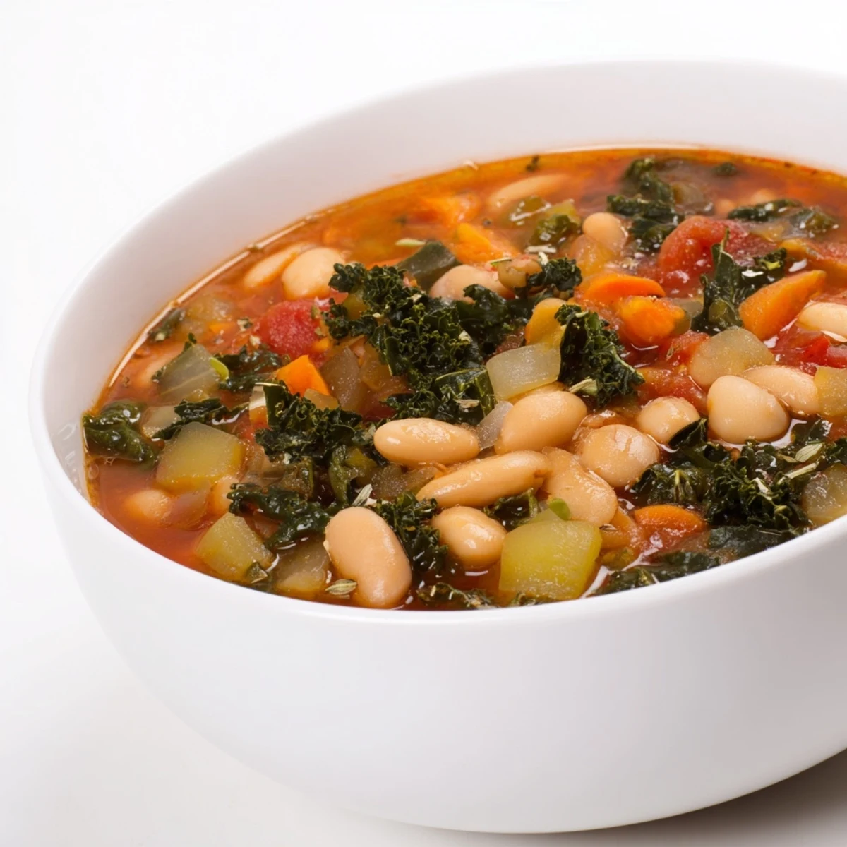 This delicious Italian Bean & Kale Stew is full of savory vegetables and hearty flavors.