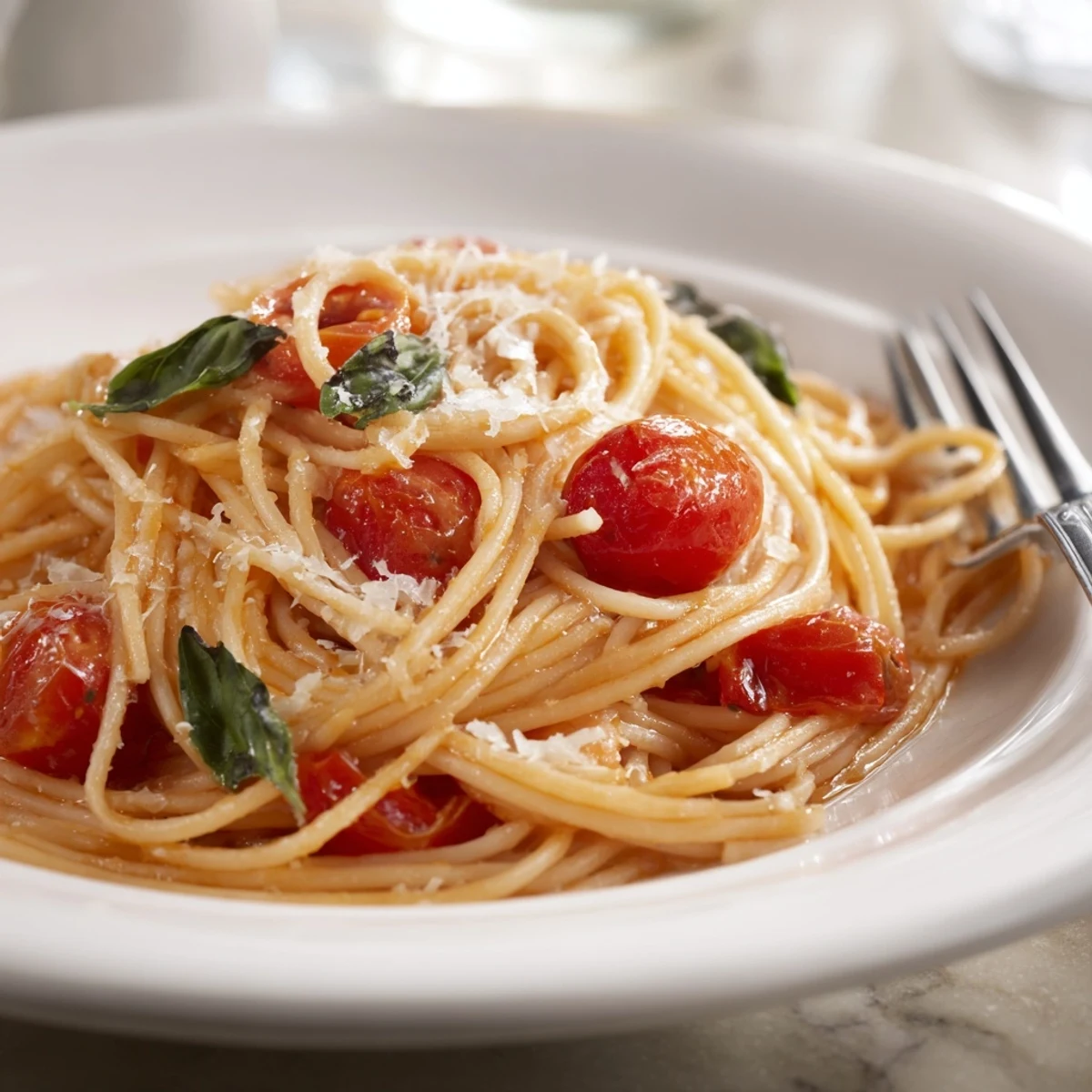 A delicious plate of easy Lazy-Girl Pasta, perfect for a quick and satisfying vegetarian meal.