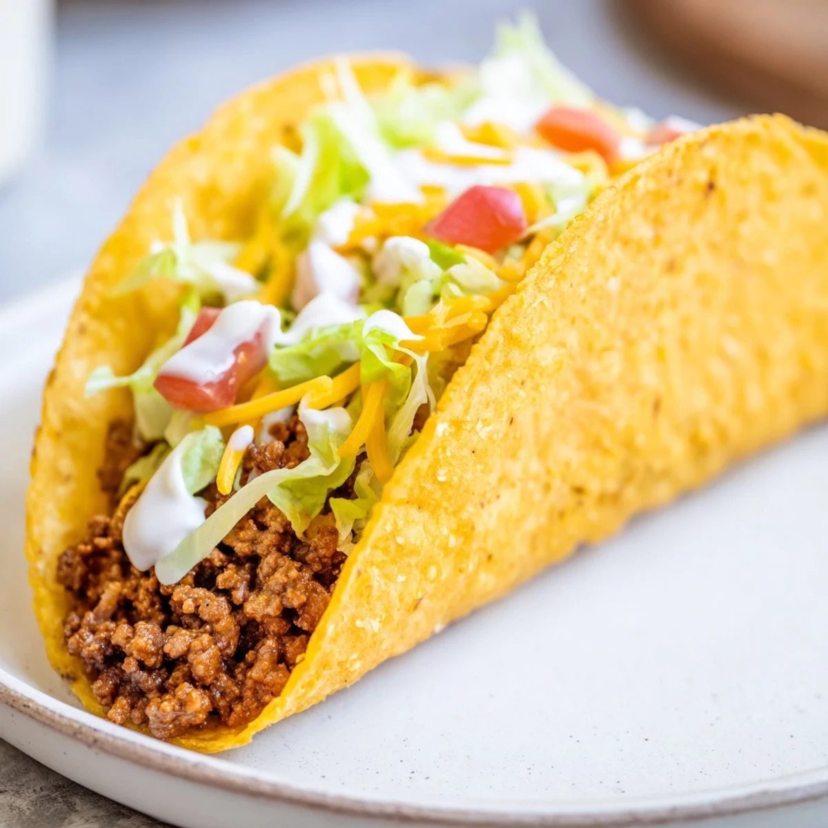 Golden, melted cheese wraps a Crispy Gordita Crunch Taco shell, ready to be filled.