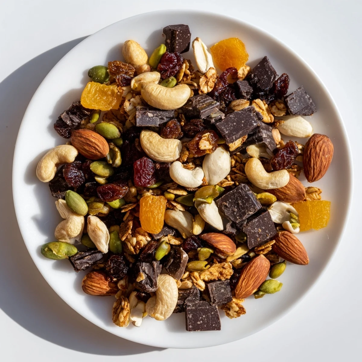 Up-close shot of a delicious bowl of Mountain High Adventure Snack Mix, ready to enjoy.