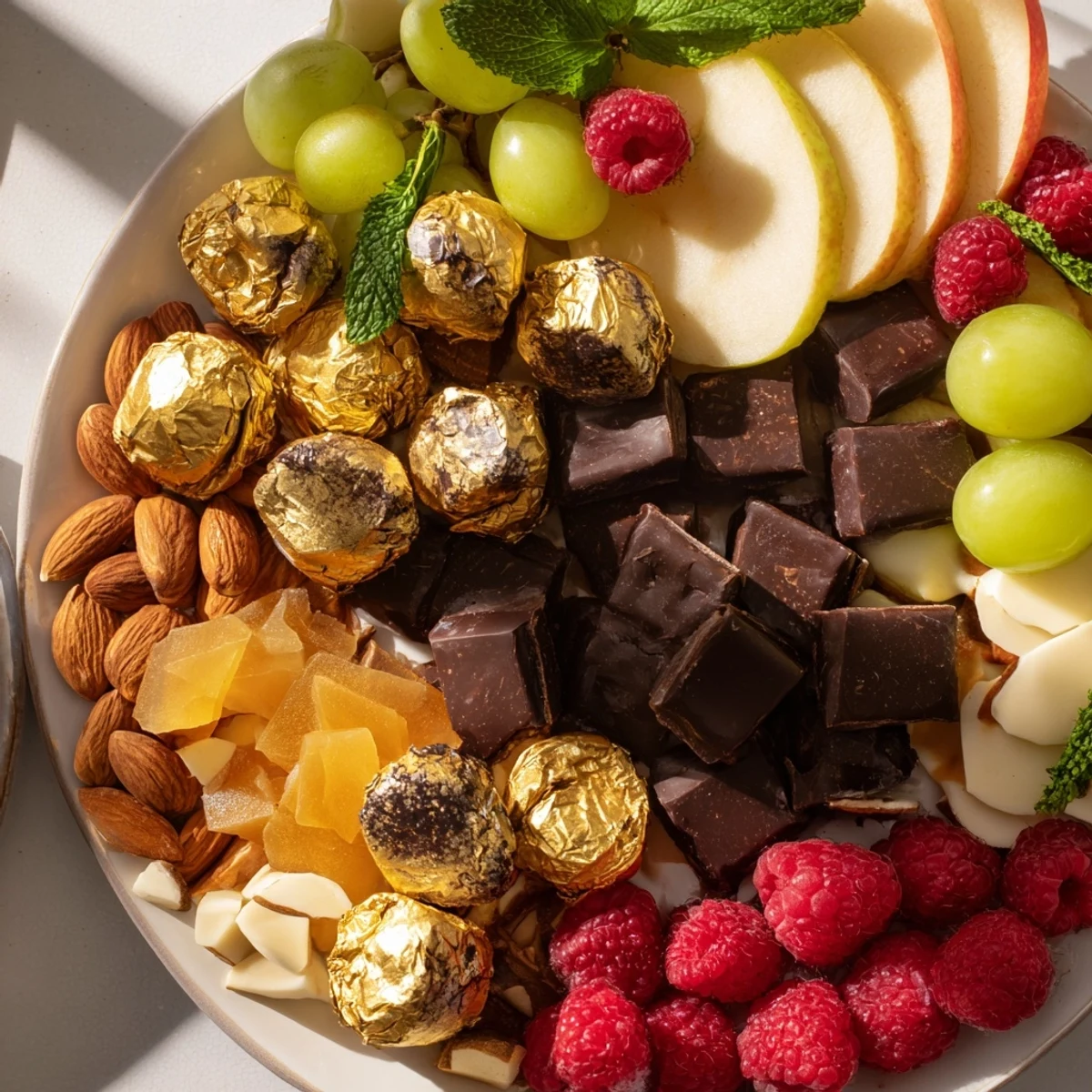 Celebrate with a stunning New Years Gold Foil Wrapped Chocolate Board: a visual delight of textures and flavors.