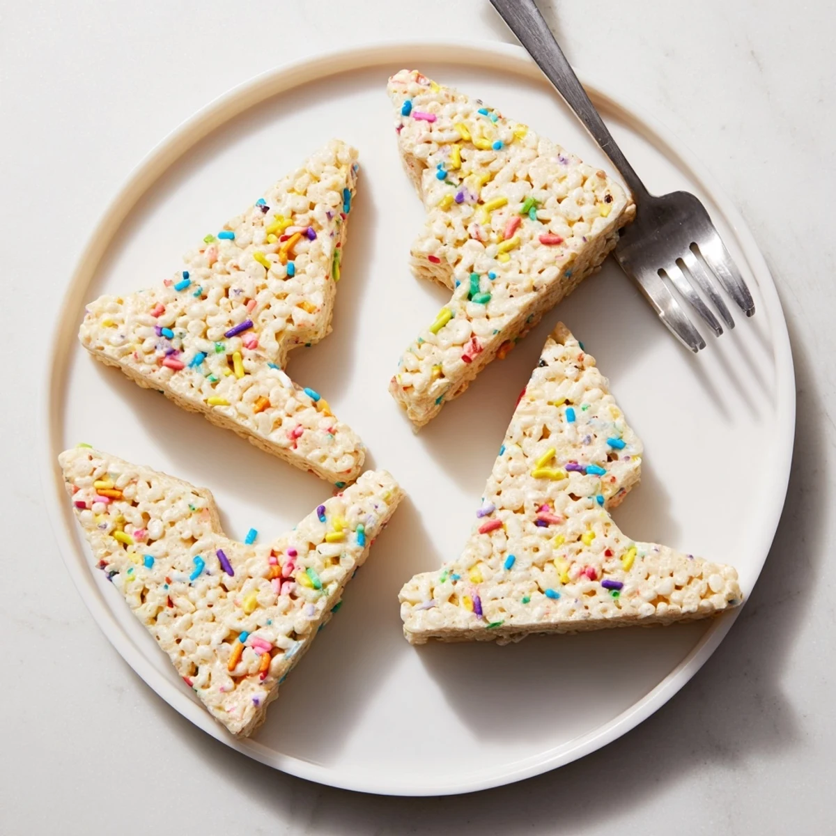 Brightly colored, star-shaped Cookie Cutter Shaped Rice Krispies Treats, ready to eat for a delightful snack.