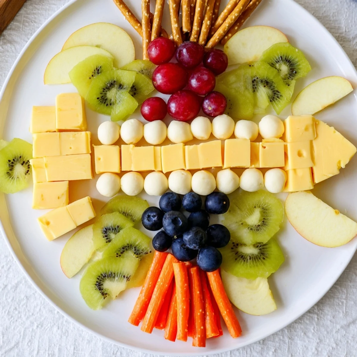 Spaceship Launch Snack Board creation: colorful fruit, cheese, and veggie arrangement ready to enjoy at your gathering.