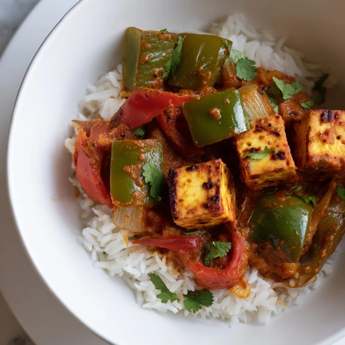 Creamy Paneer Tikka Masala, a vibrant Indian dish with tender cheese and rich sauce.