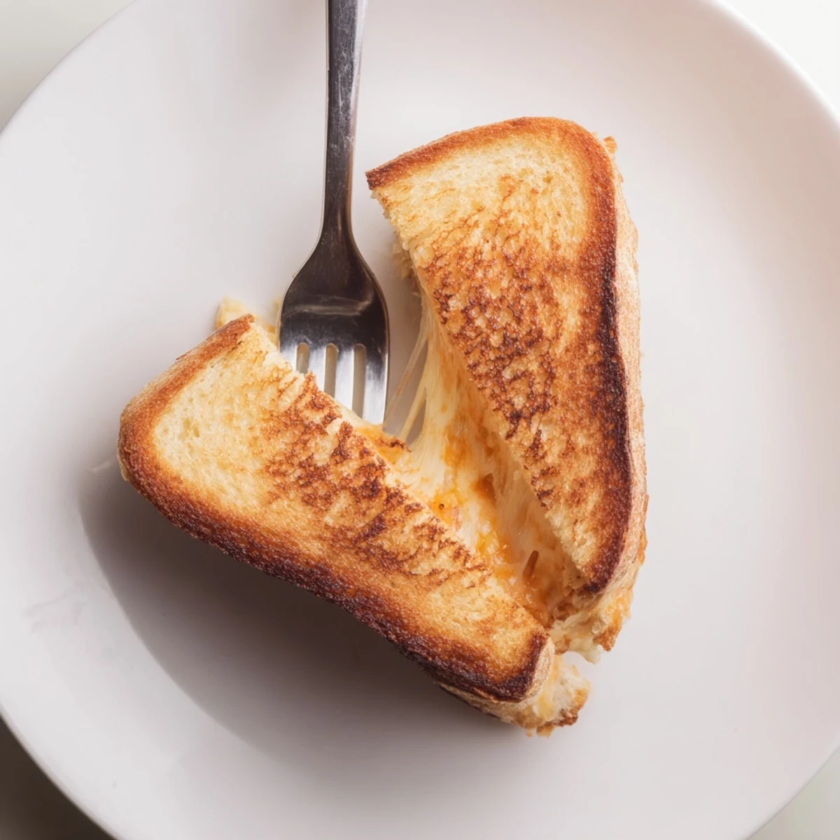 Golden-brown Three-Cheese Grilled Cheese slices sit beside a steaming bowl of tomato soup for a comforting lunch.