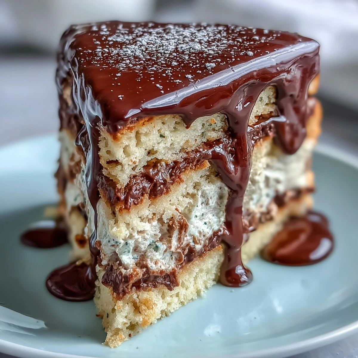 Hojicha Butter Cream Cake features tender sponge layers, frosted with roasted green tea buttercream and rich ganache.