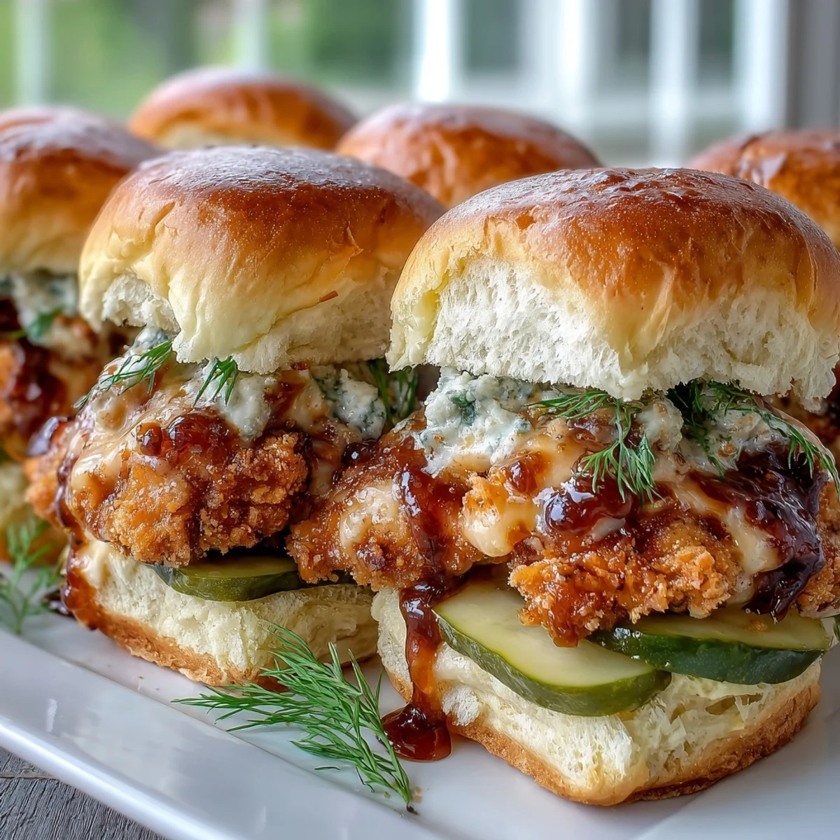 Crispy spicy honey butter chicken sandwich bake fresh from the oven with melted cheese peeking from warm buns.