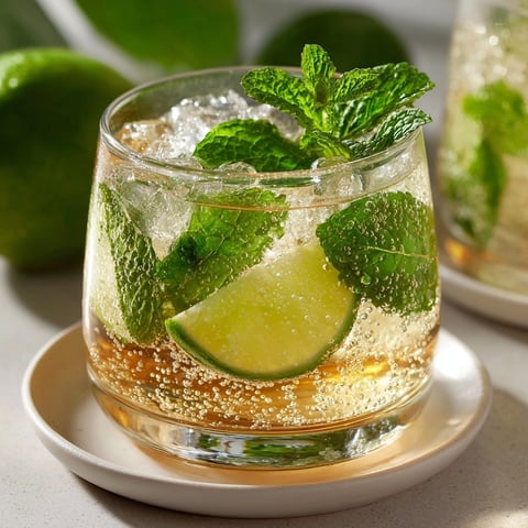 Refreshing Sparkling Apple Cider Limeade; fizzy, frosty glasses perfect for brunch.