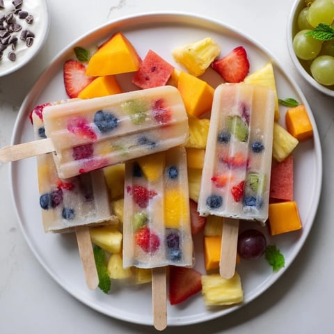 Bright, colorful Summer Popsicle Board overflowing with refreshing fruit, a perfect summer treat.