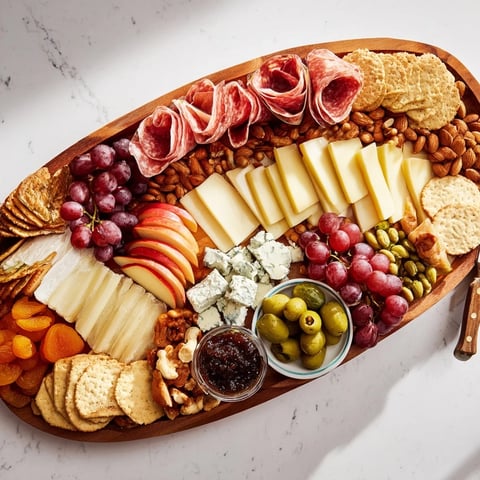 A beautifully arranged The Elegant Gilded Edge charcuterie board overflowing with grapes and artisan cheeses.
