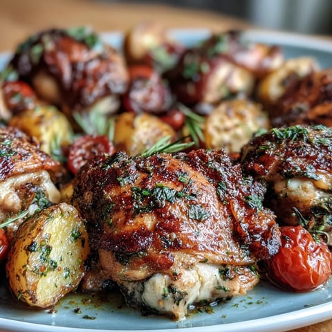 Vibrant sheet pan Mediterranean chicken with zucchini and lemon-herb potatoes, roasted to golden perfection with fresh herbs and citrus.  