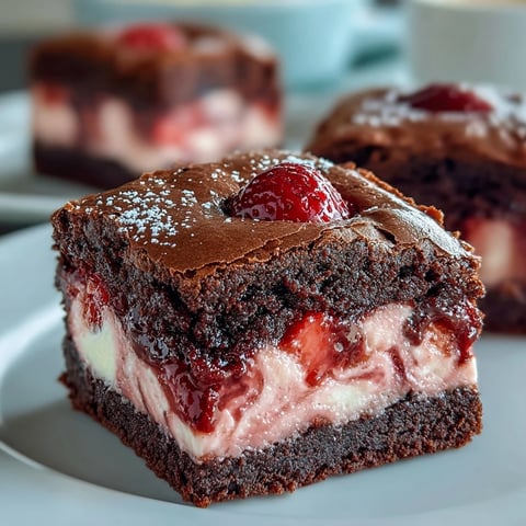 Valentine Strawberry Cheesecake Brownies with rich chocolate and creamy strawberry swirls, perfect for romantic dessert spreads.