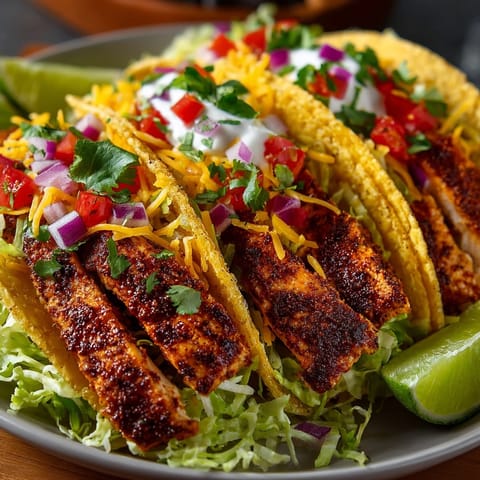 Assembled Quick Chicken Tacos: Warm tortillas overflowing with vibrant colors and fresh textures.