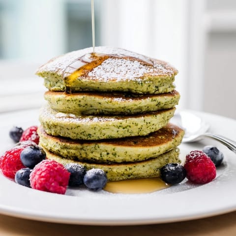 Light and airy Egg White Gingerbread Matcha Soufflé Pancakes steaming in a pan, promising a delightful bite.