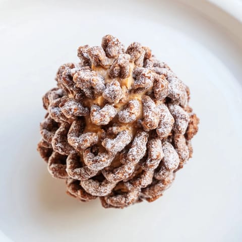 Crisp chocolate cereal creates the scales on these easy-to-make pinecone-shaped nut butter snacks.