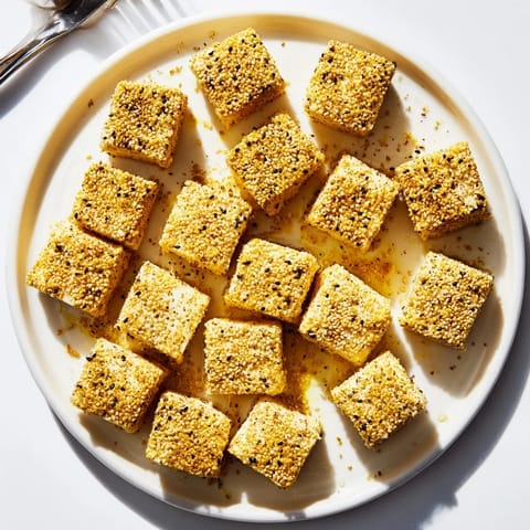 Sharp cheddar seasoned everything bagel cheese cubes, perfect bite-sized party appetizers for sharing.