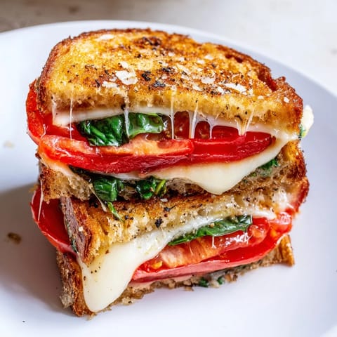 Warm tomato basil grilled cheese sandwich, piled high with fresh tomato and basil, delicious and simple.
