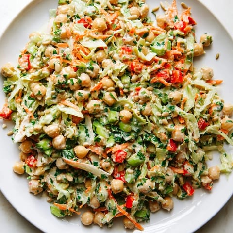 Creamy, flavorful Fiber-Forward Chickpea Salad, a dazzling vegan dish ready in just 15 minutes.