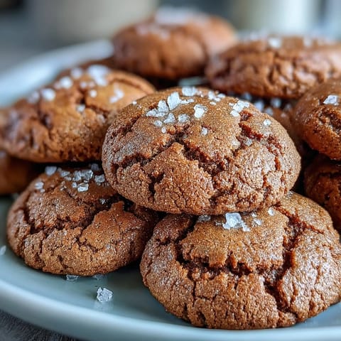 Freshly baked Hojicha Brown Butter Cookies cooling on a wire rack, sprinkled with flaky sea salt.