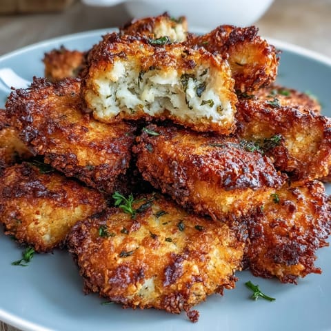 Crisp Asiago Panko Chicken Bites served over a fresh green salad with ranch drizzle.