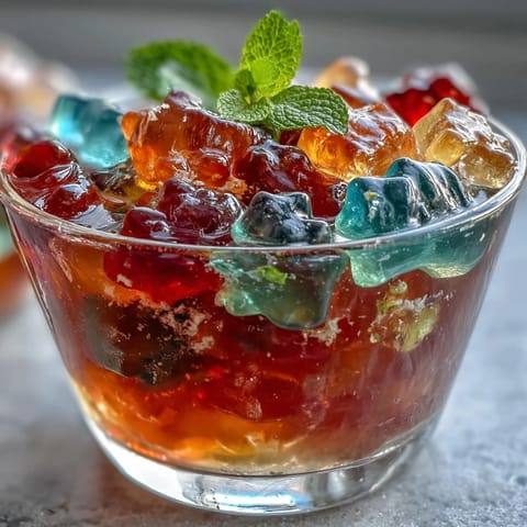 Viral Gummy Bear Lemonade Jelly Cups shimmering with vibrant colors, ready to chill.