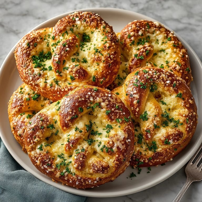 Warm, buttery Cheddar Garlic Pretzel Twists, ready to enjoy with your favorite dip.