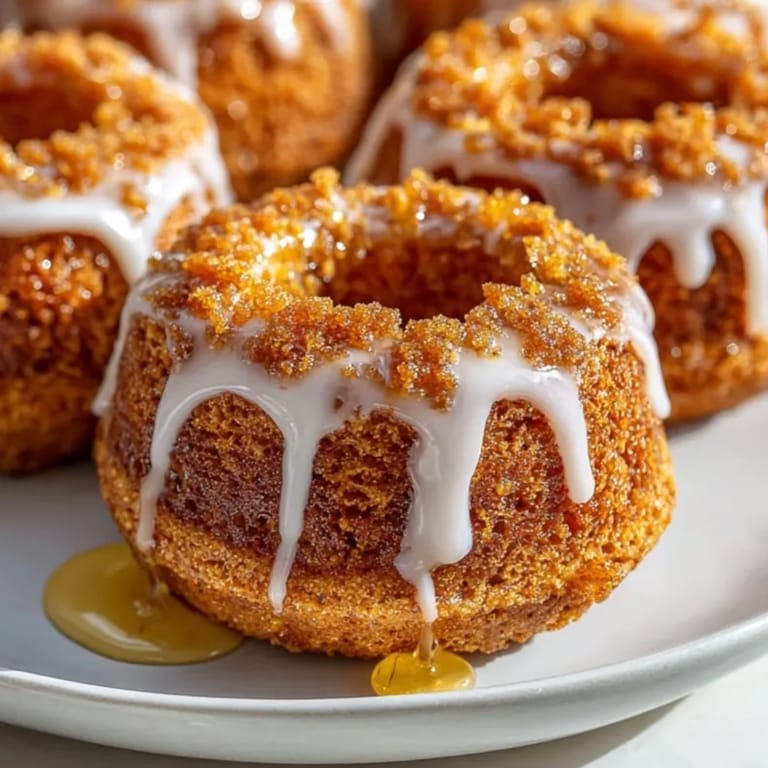 Golden brown mini pumpkin donuts fresh from the oven, awaiting a luscious maple glaze.