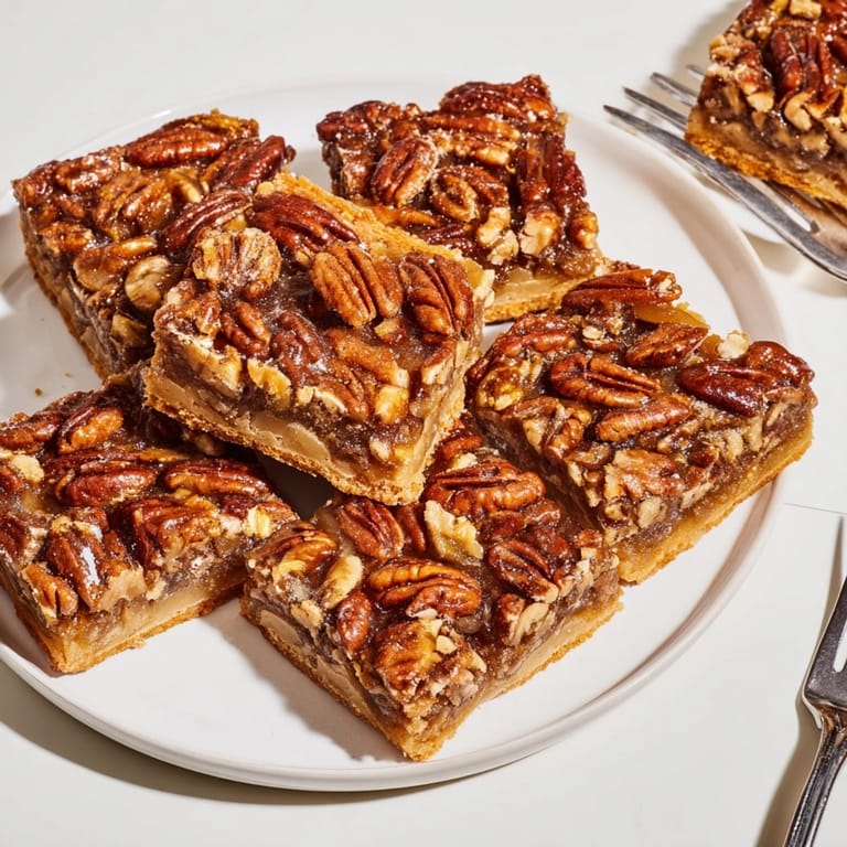 Homemade Pecan Pie Bars, sliced and ready to serve&mdash;perfect for Thanksgiving dessert.