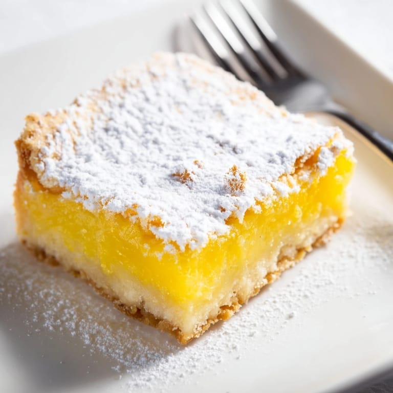 Freshly baked lemon bars cooling on a rack, a bright, sunny dessert ready to serve.