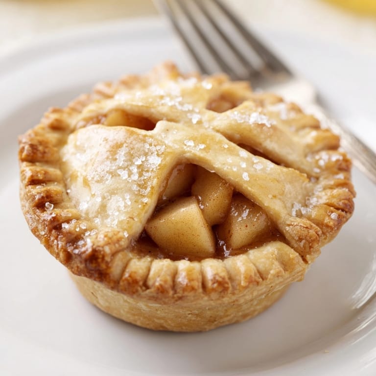 Close-up of sweet and warm Mini Apple Pies, sprinkled with coarse sugar.