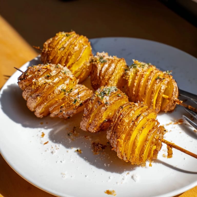 Deliciously spiraled air-fryer tornado potatoes served with fresh parsley garnish.  