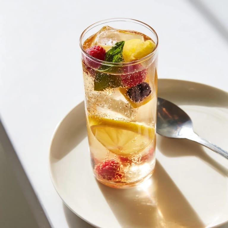 Refreshing fermented drinks inspired by kombucha, featuring vibrant fruits and gentle fizz.