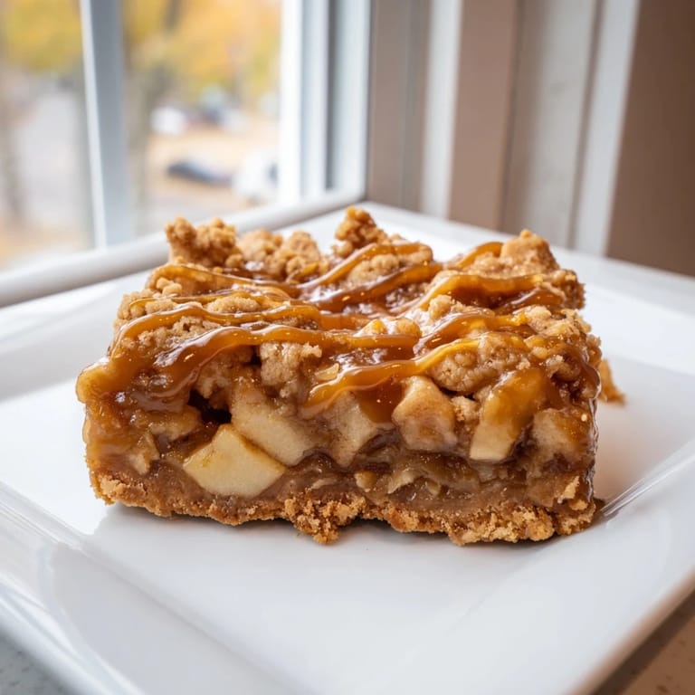 Homemade Caramel Apple Cookie Bars, a delicious dessert with a chewy cookie base, apples, and caramel.