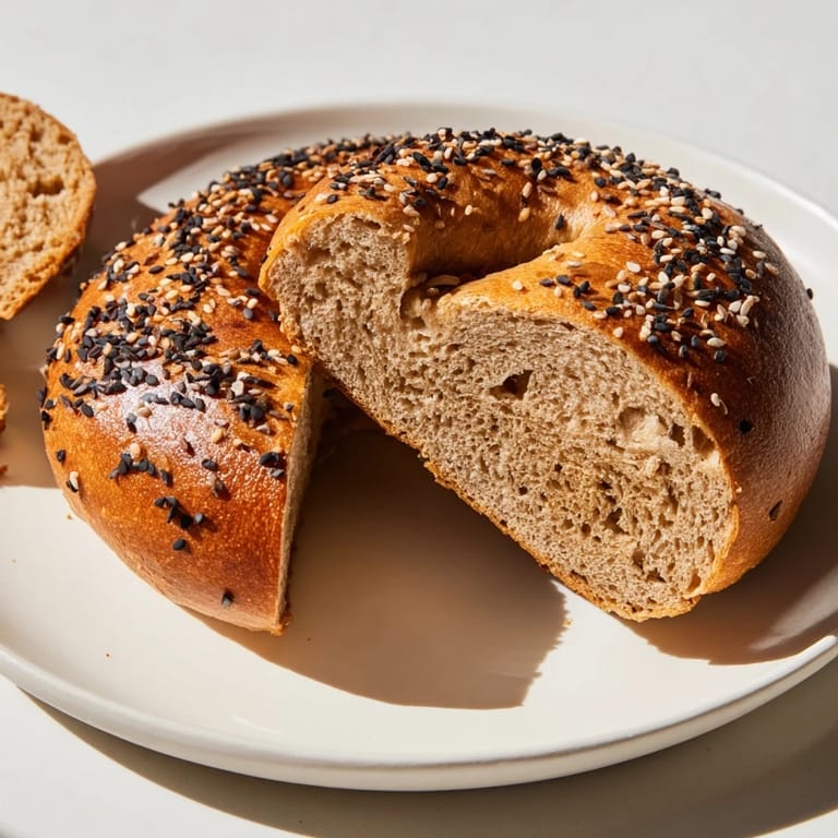 A close-up of perfectly baked homemade budget bagels, ready to be sliced and enjoyed with cream cheese.