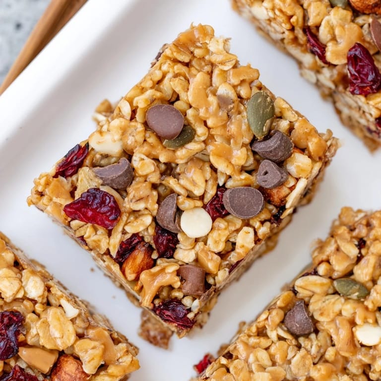 Close-up of freshly baked homemade granola bars; a wholesome snack, perfect for breakfast or lunch.