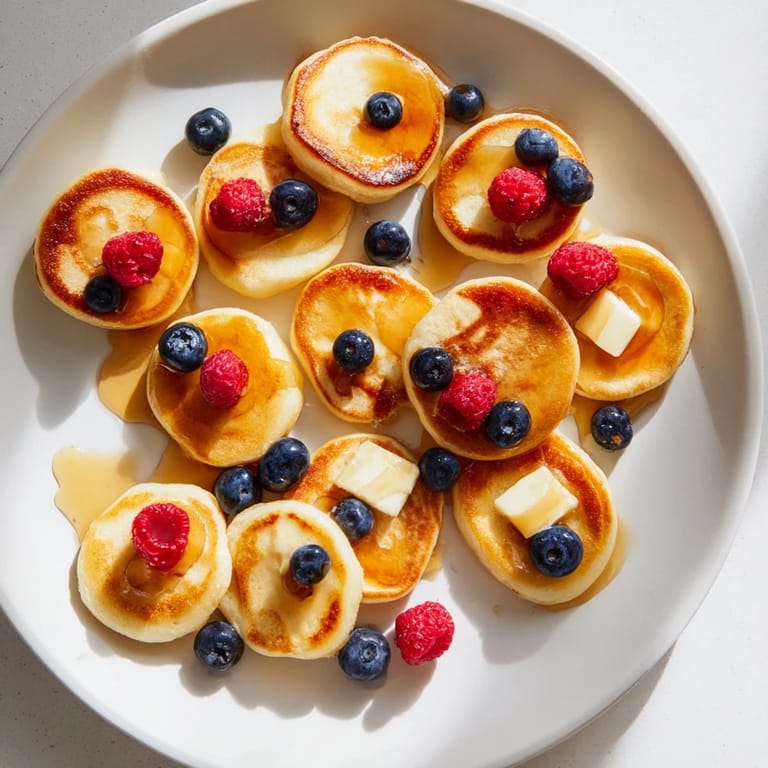 A close-up of perfectly cooked pancake cereal, offering a delightful bite-sized breakfast treat.