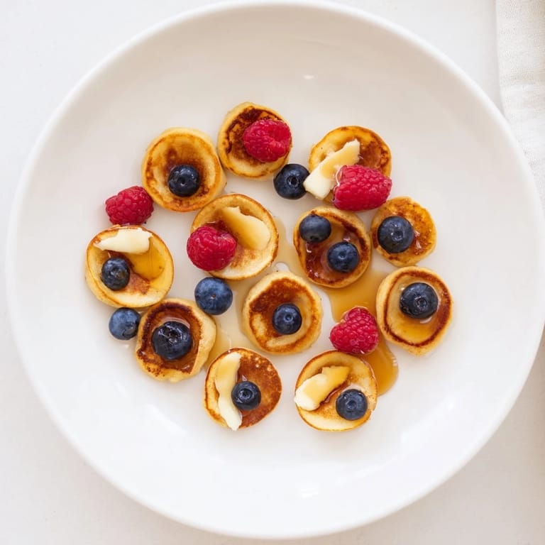 Warm, fluffy mini pancakes presented as pancake cereal, ready to be enjoyed with a spoon!