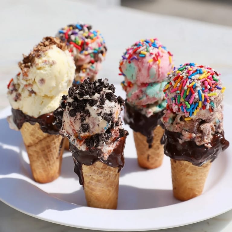 Sweet selection shown, the ice cream cone grazing board features colorful toppings and a fun dessert style!