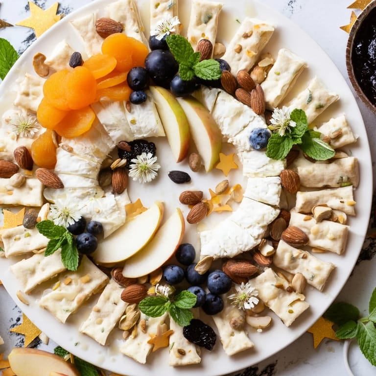 This easy-to-create Crescent Moon Midnight Snack Board features star-shaped chocolate and fresh fruit.