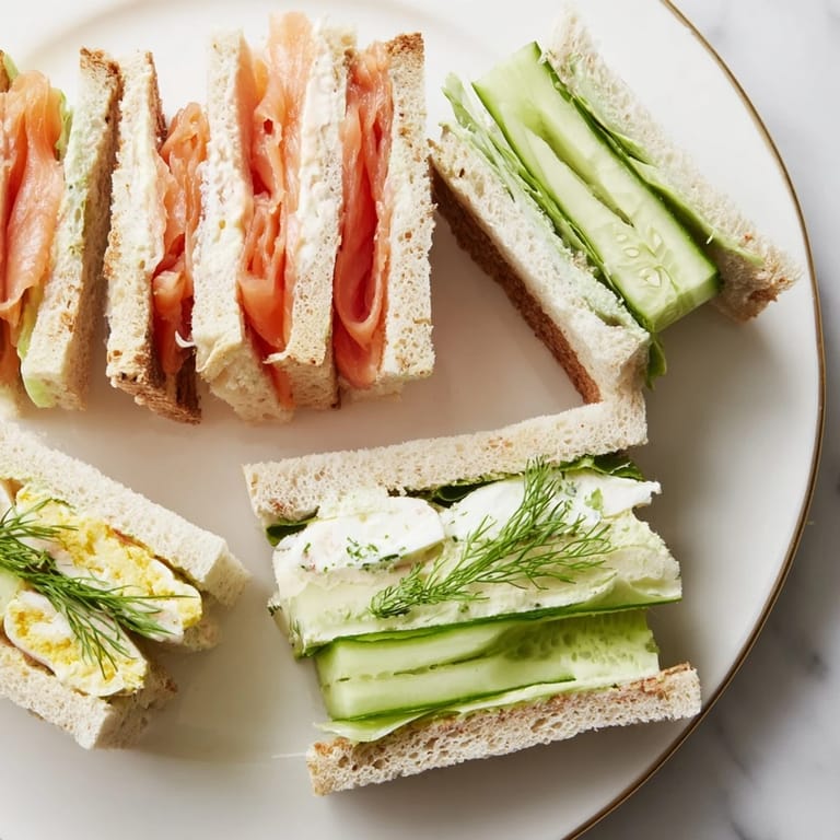 Colorful array of Castle Feast Royal Tea Party Sandwiches arranged on a platter, perfect for afternoon tea.