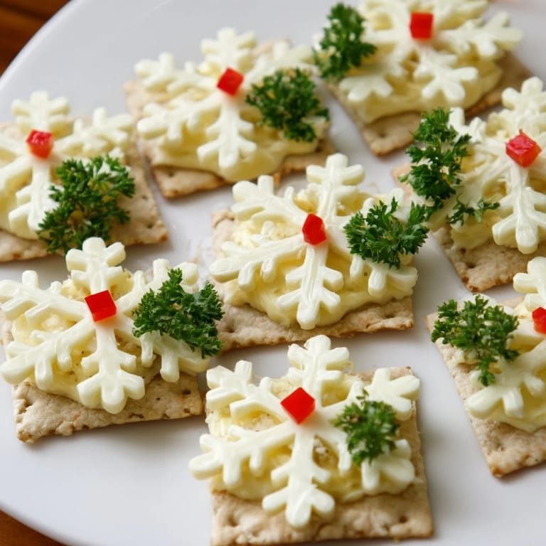 Get ready for these Savory Bites: Cracker and Cheese Snowflake Design—elegant appetizers with cheese stars, perfect for parties.
